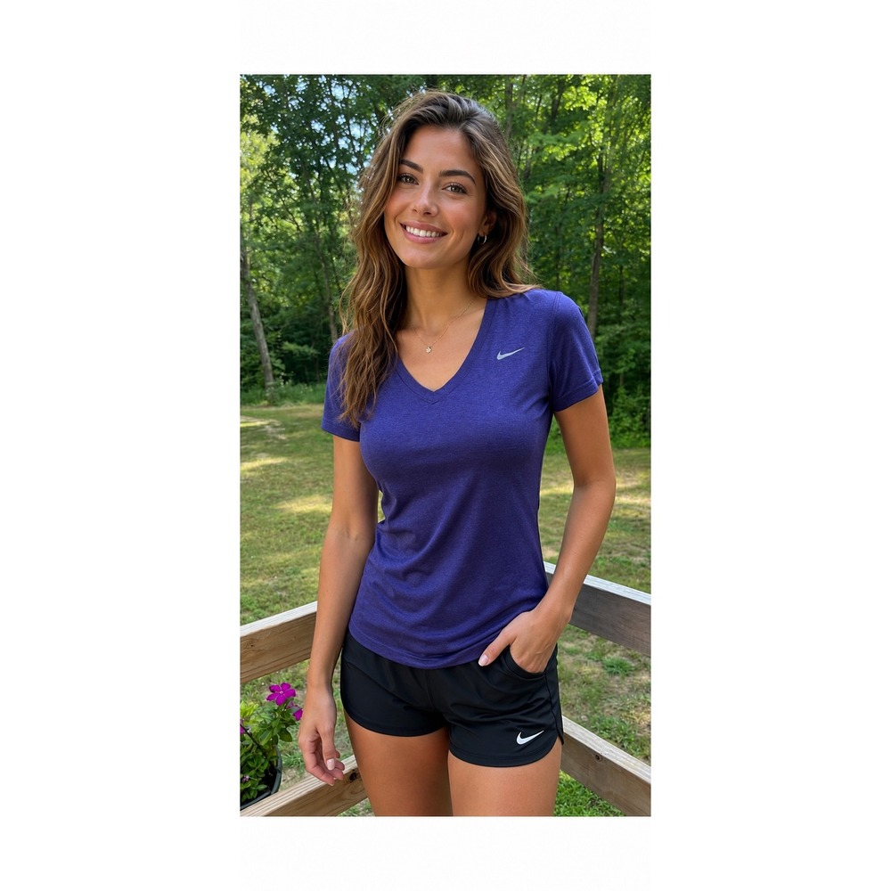 Nike Dri-FIT Purple V-Neck Short Sleeve Athletic T-Shirt Women's XS